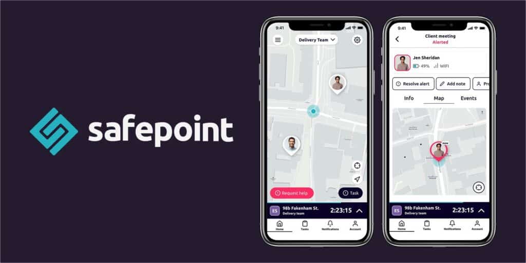 Two phones showing an example of Safepoint's award winning user interface