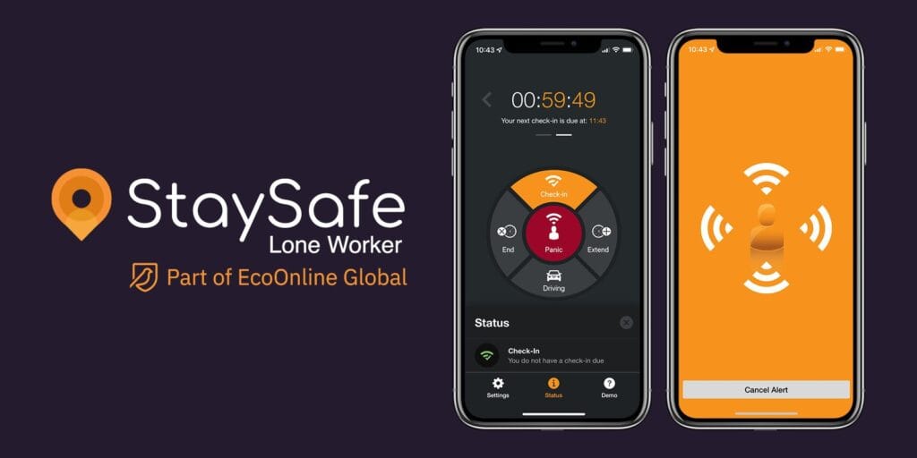 Two phones showing an example of the StaySafe user interface