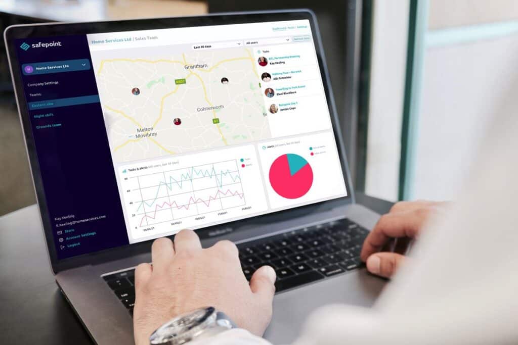 A laptop showing Safepoint safety analytics dashboard