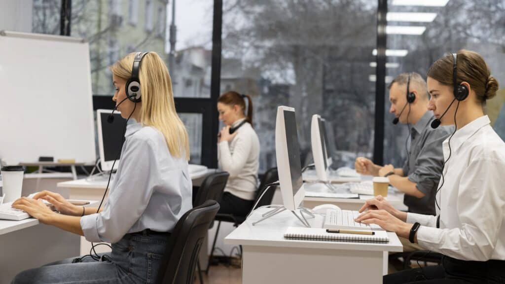 An emergency response centre with employees sitting at desks