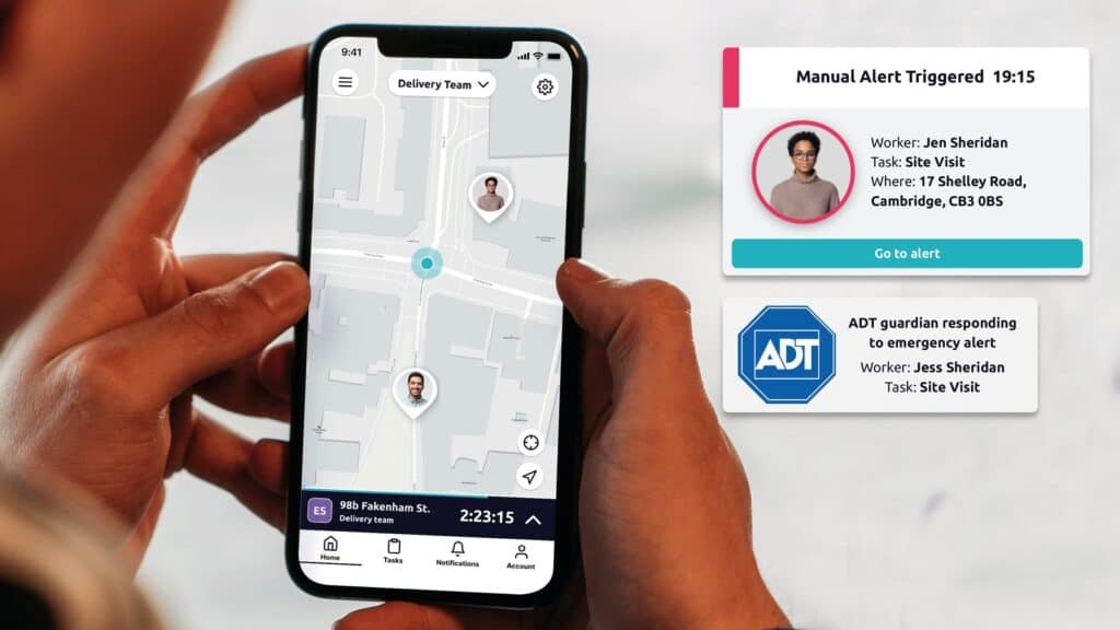 An employee using the safepoint safety app on a phone