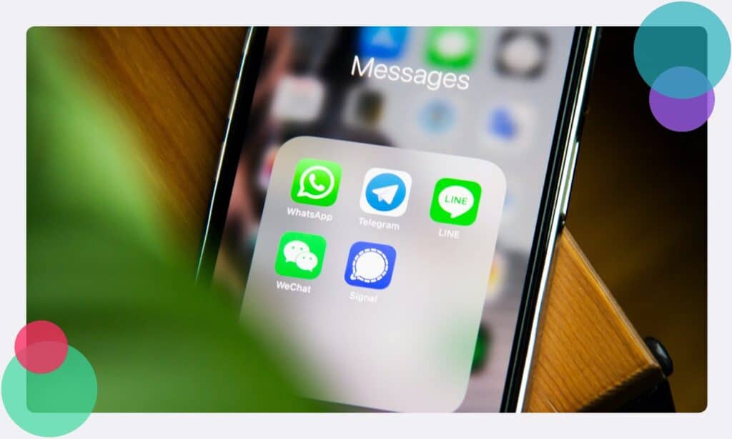 A smartphone showing various message services