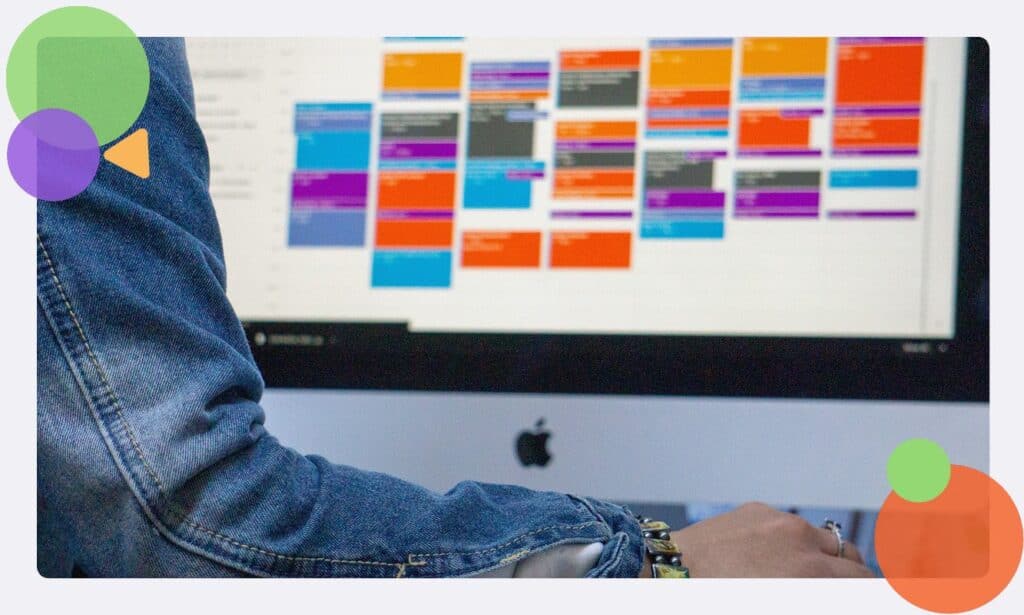 A desktop PC showing a calendar system