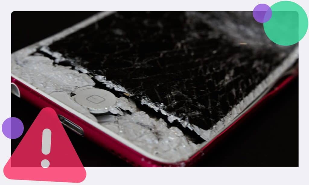 A smartphone that has been smashed