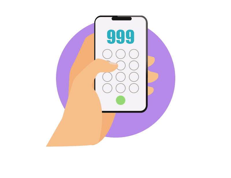 A hand dialling 999 emergency services on a phone