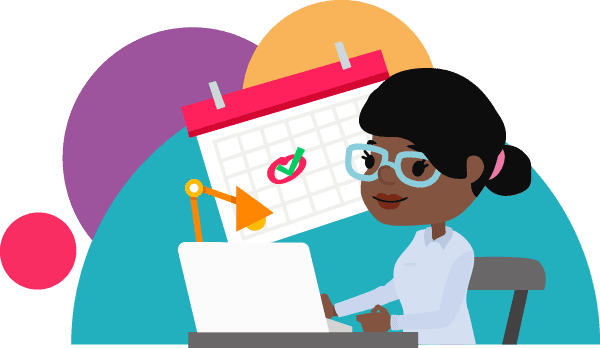 A lone worker at a laptop with a calendar with a date circled