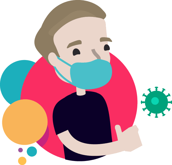 A person wearing a facemask to protect from COVID