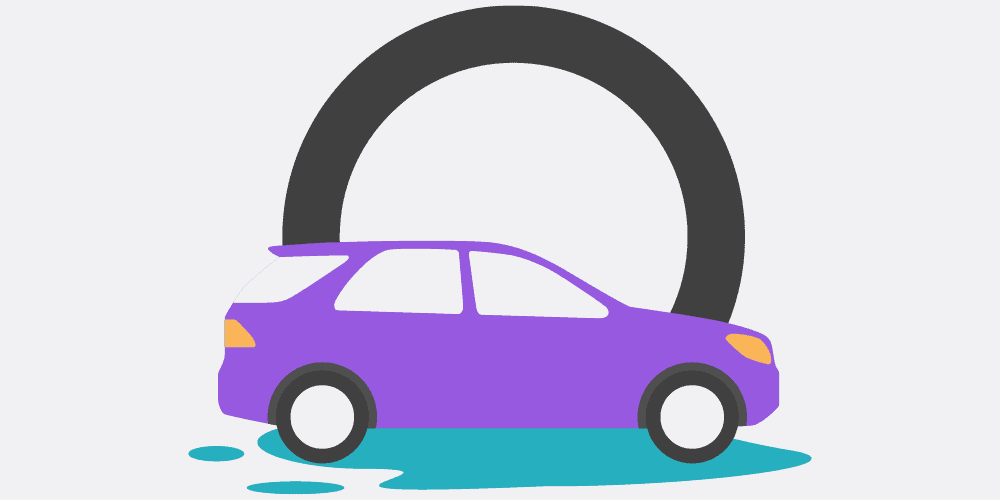 A car driving on a wet road