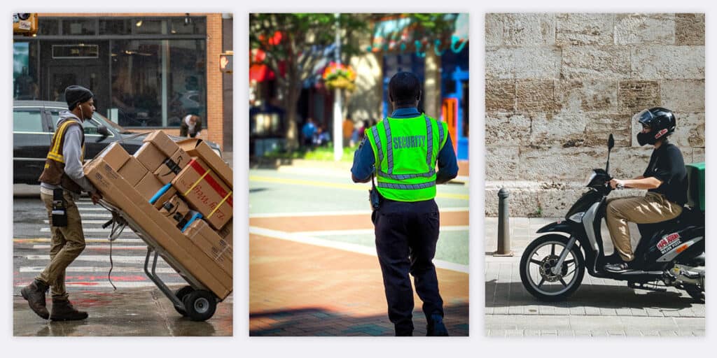 Examples of different employees at their workplaces