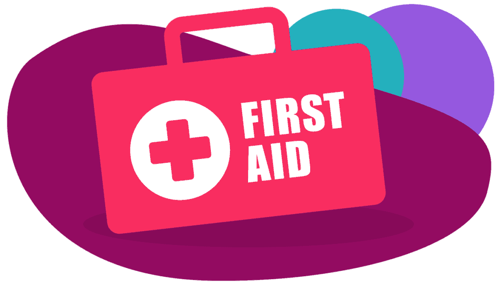 A red first aid kit