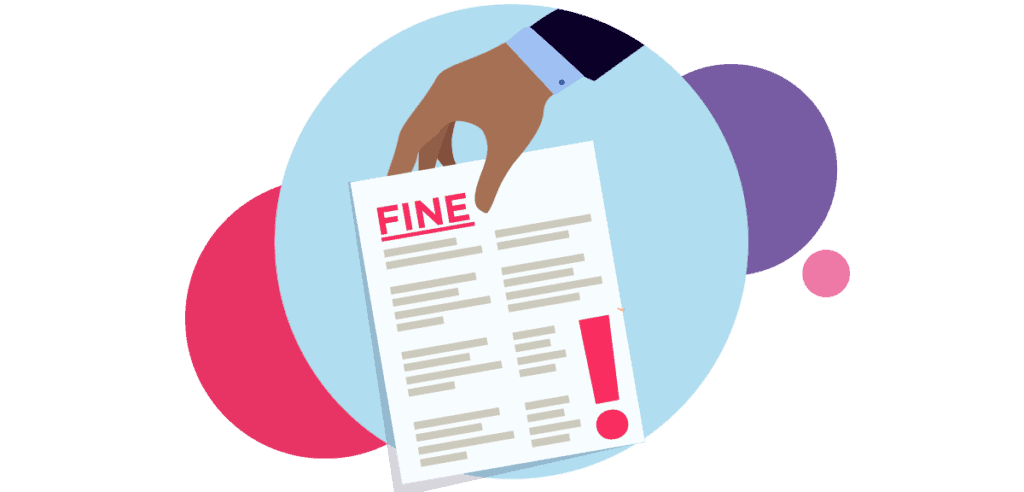 A hand hold a piece of paper that says a payment fine on it