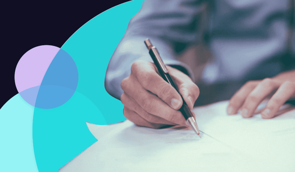 An employee writing something down on paper