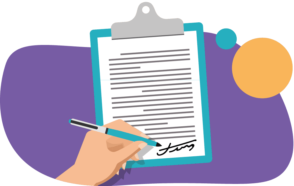 A health and safety policy being signed