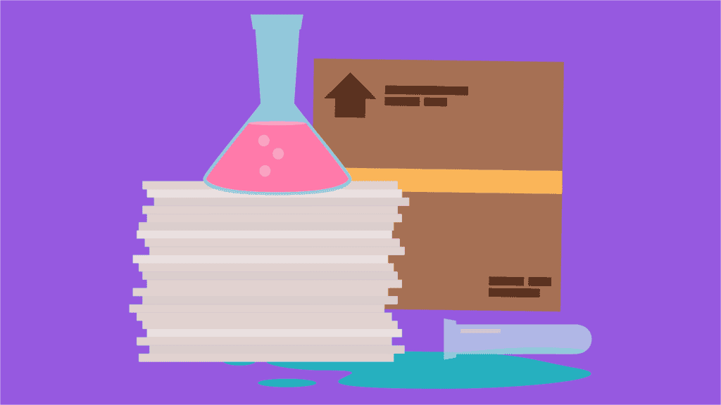 An example of messy or bad housekeeping within a lab, with spilled test tubes of liquid