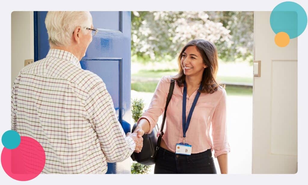 A staff member visiting a client in their home alone