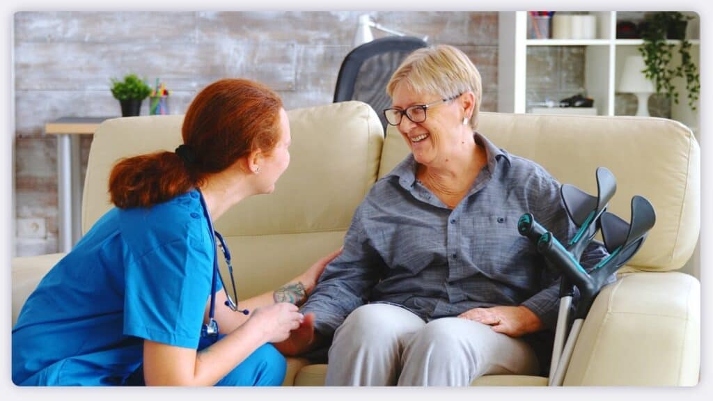 A nurse visiting an elderly patient alone in their home