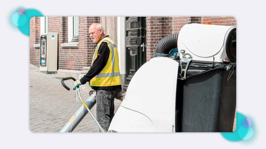 A local authority street cleaner working alone
