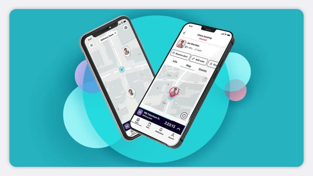 Two phones, both with the Safepoint lone worker app installed and open