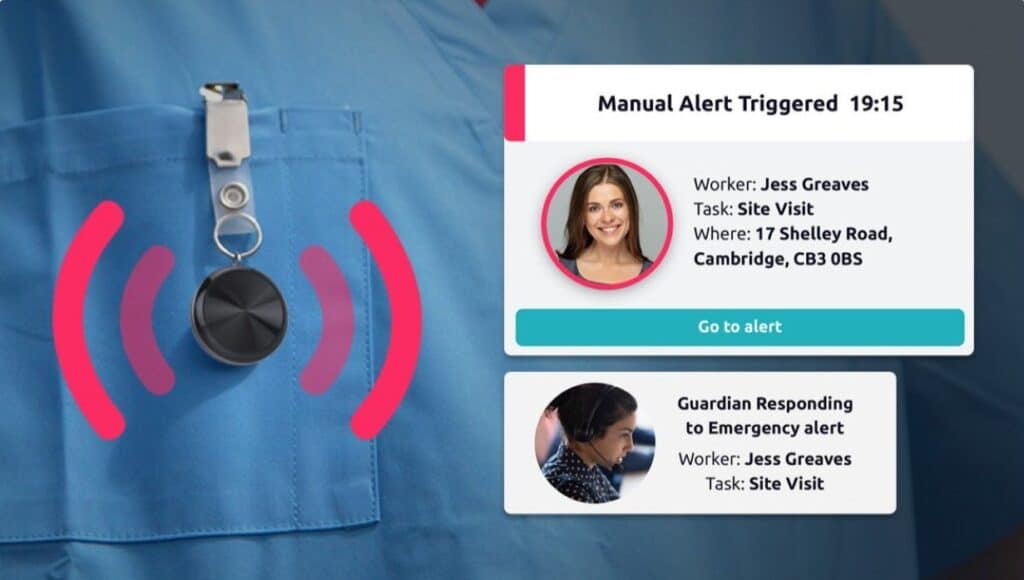 An example of Safepoint's wearable panic alarm being triggered and responded to by the response centre