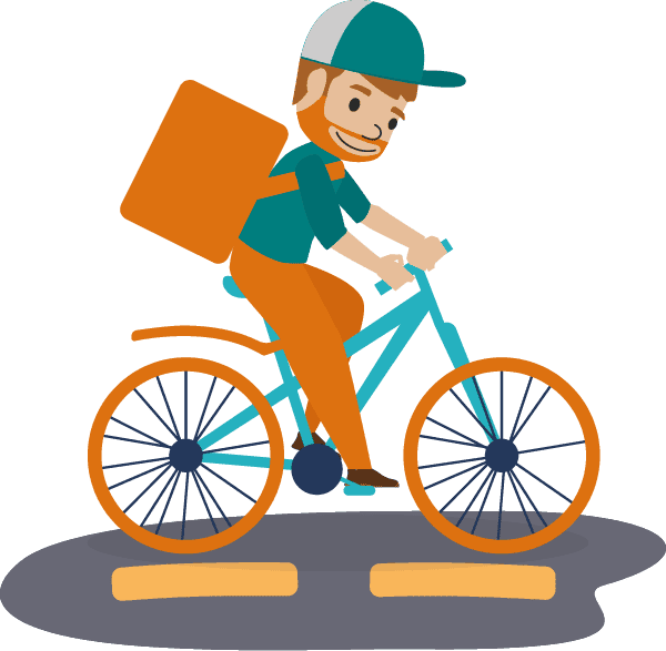 A gig economy lone worker delivering an item on a bicycle