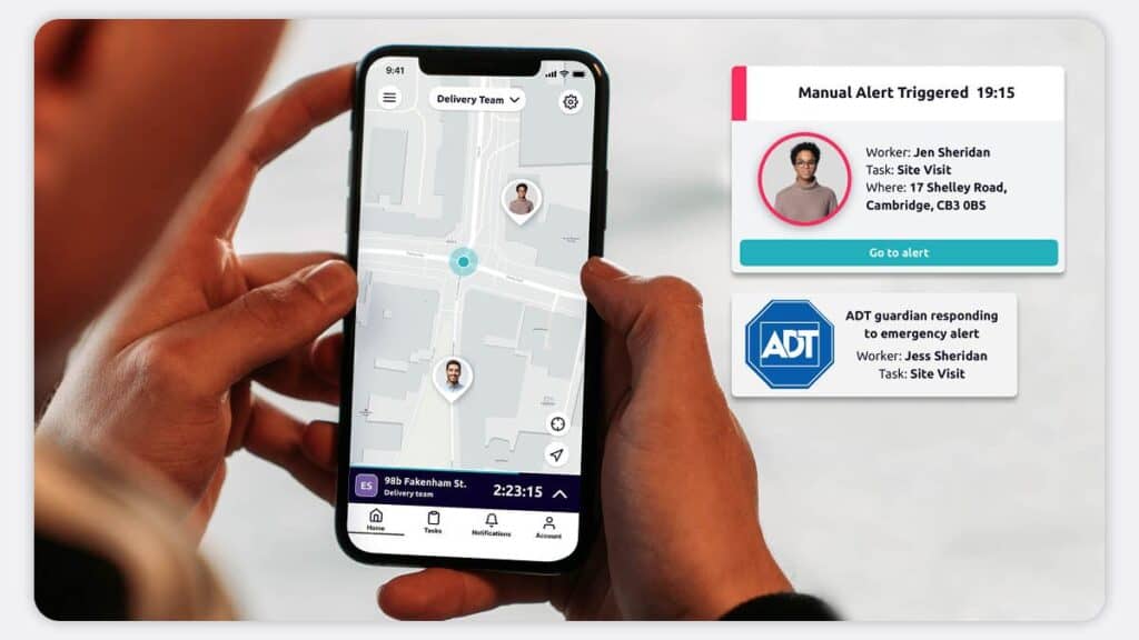 An example of a person triggering a manual alarm on the safepoint app and receiving a response