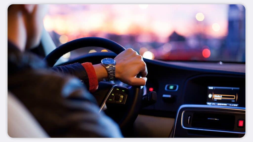 A lone driver in the car commuting