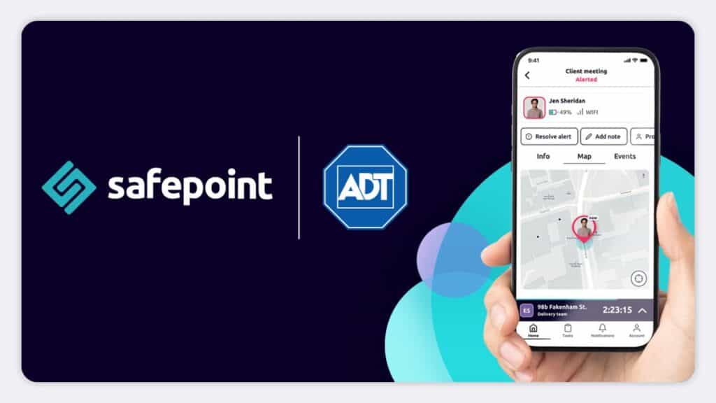 The Safepoint logo alongside the safety app shown on a phone