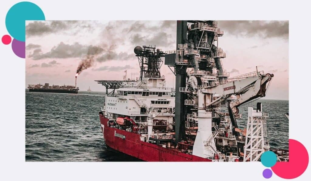 An oil and gas supply ship