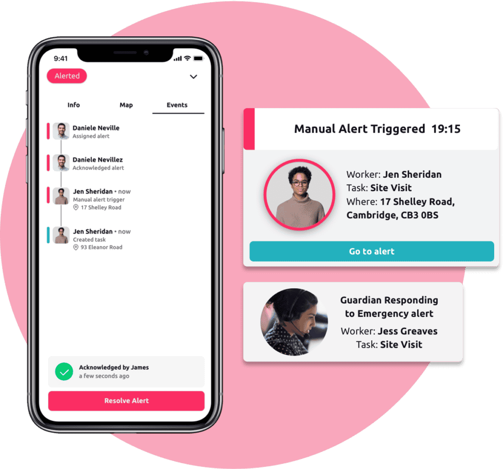 An example of emergency response interface in the safepoint mobile app