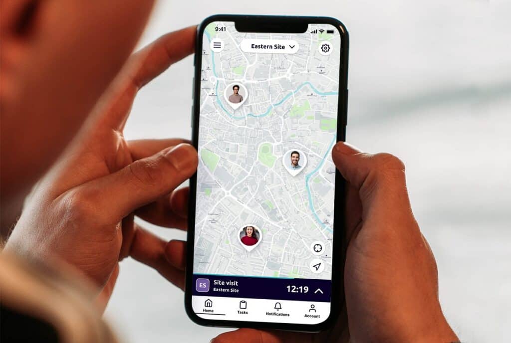 A lone working employee using the Safepoint safety app