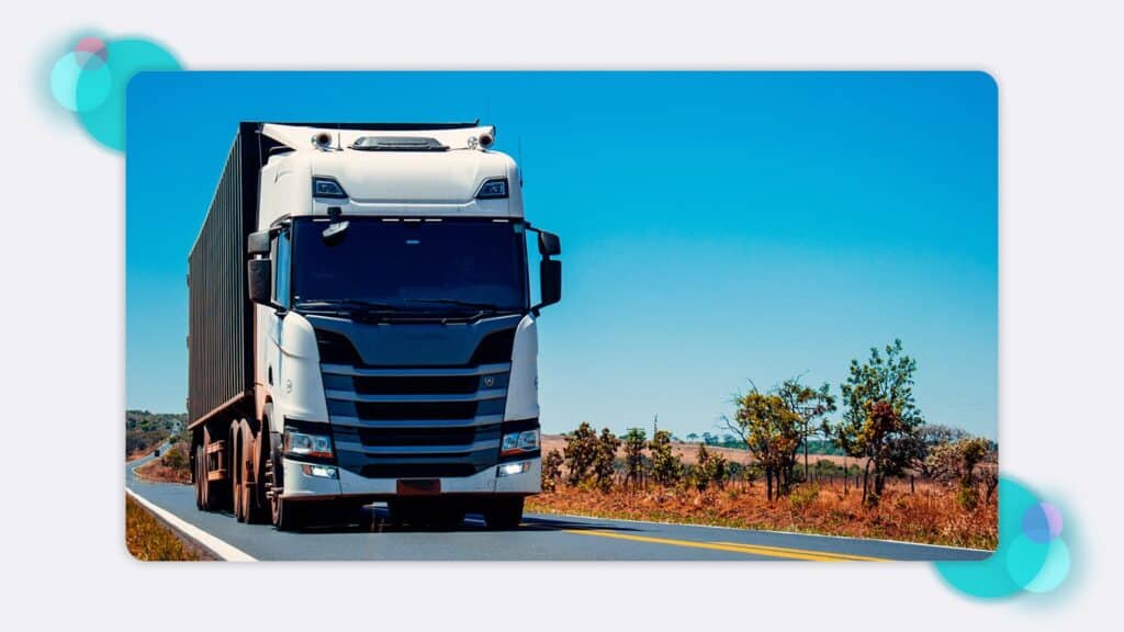 A lorry driving on a rural road