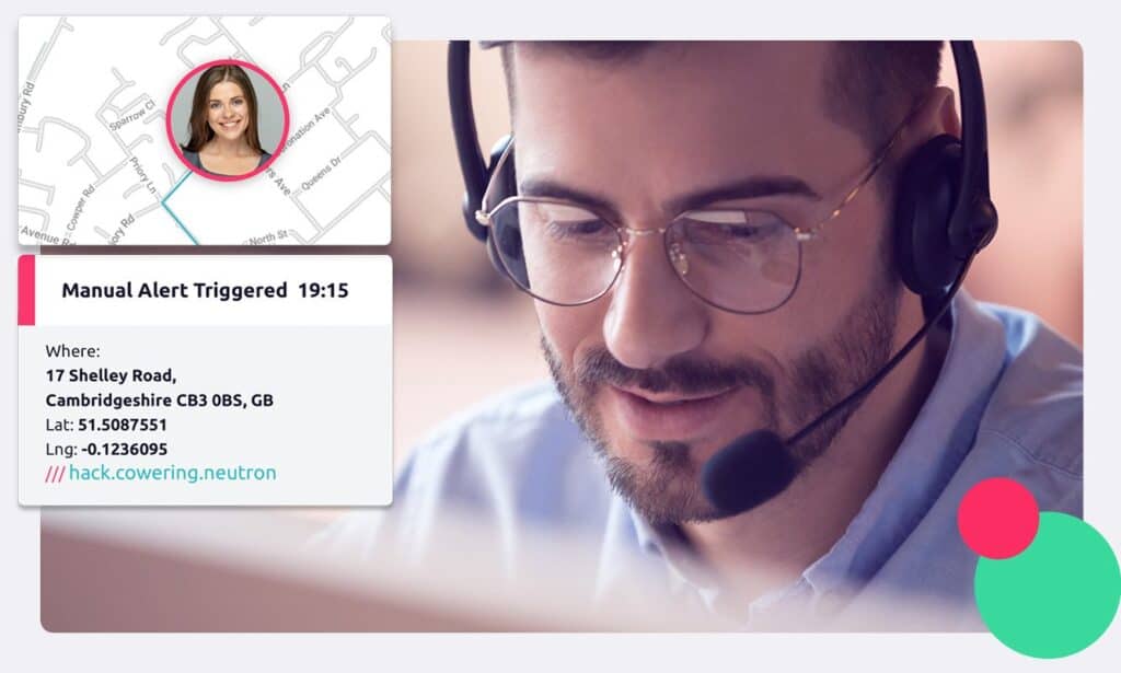 A Safepoint alarm responder providing emergency assistance to a lone worker with an example of the web user interface