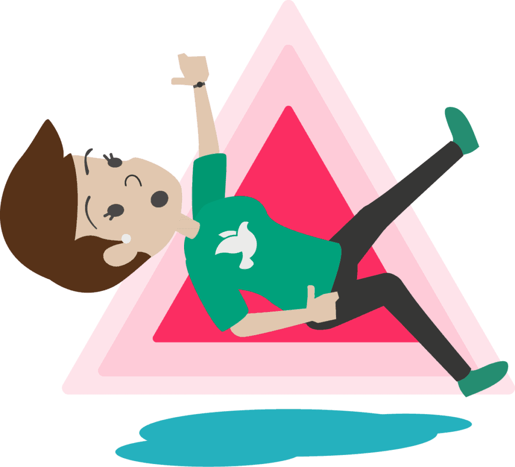 A charity lone worker slipping on a wet surface