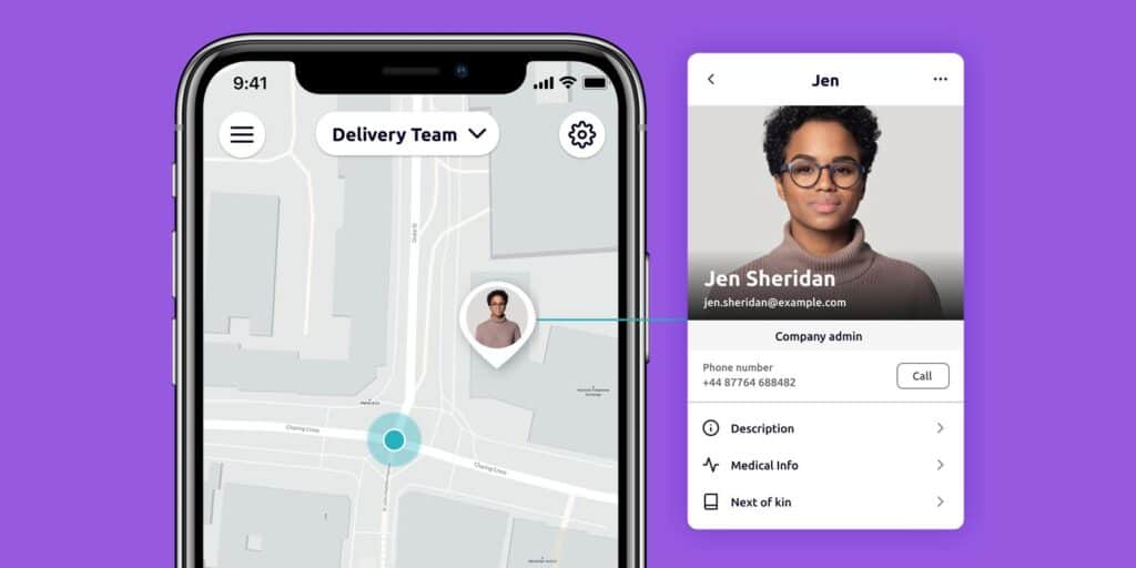 An illustration showing how personal safety data is represented in the safepoint lone worker app