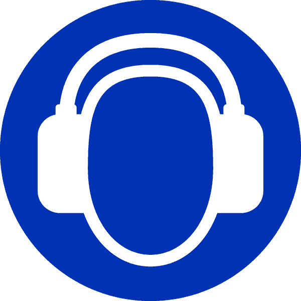 A sign representing the requirement for ear protection