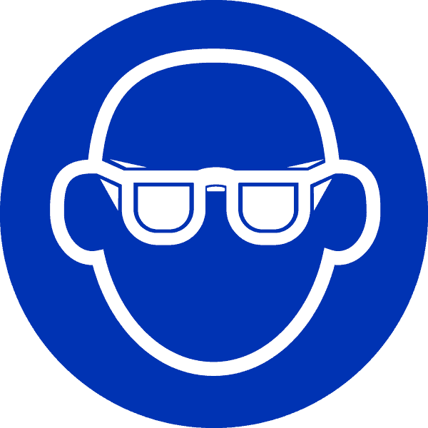 A sign representing the requirement for eye protection