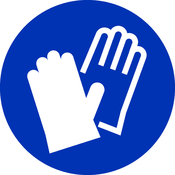 A sign representing the requirement for safety gloves