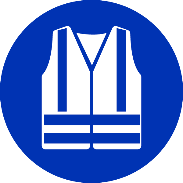 A sign representing the requirement for High visibility clothing