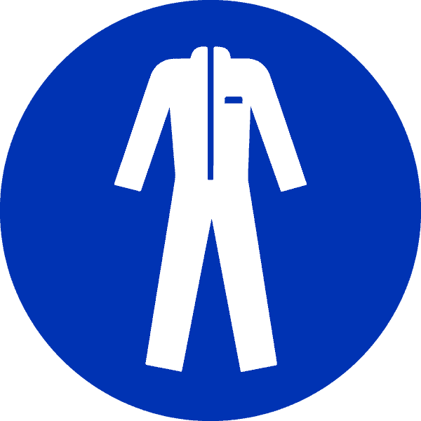 A sign representing the requirement for protective clothing