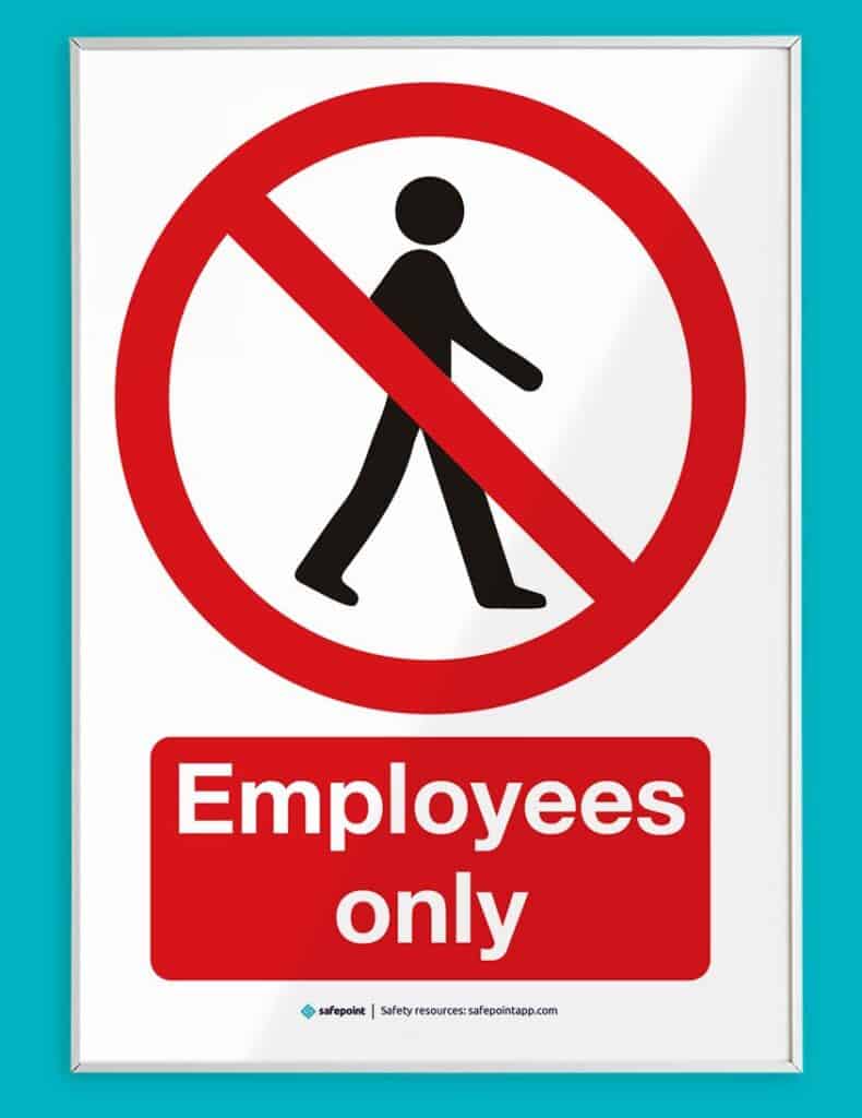 A printable warning sign of employees only access