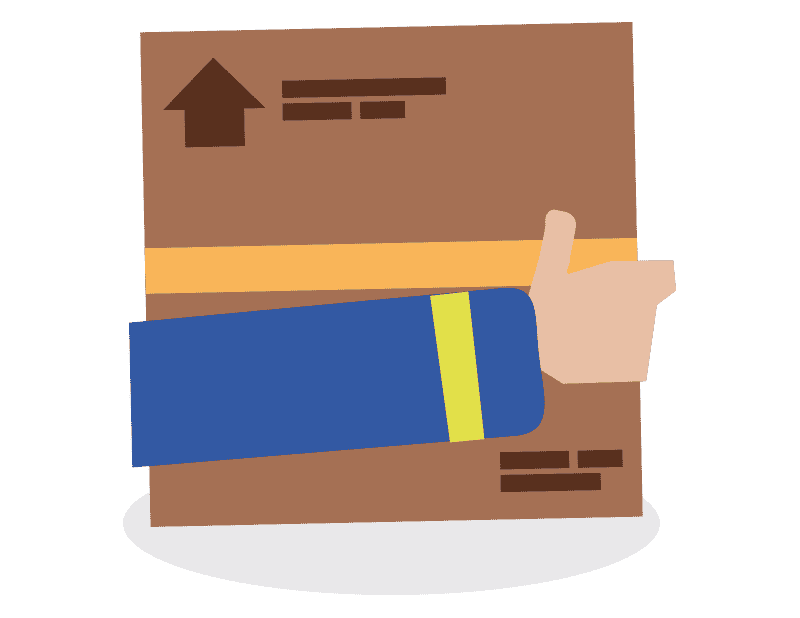 A staff member safely gripping a lifted item