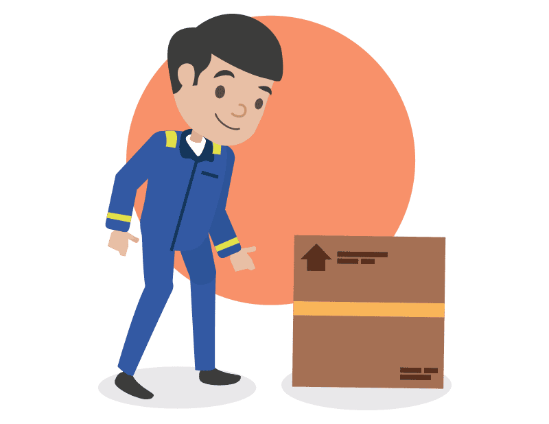 A staff member standing in a safe lifting stance