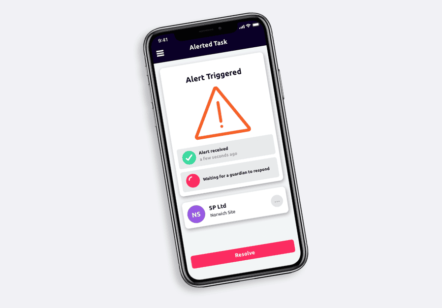 The Safepoint lone worker mobile app on a smartphone