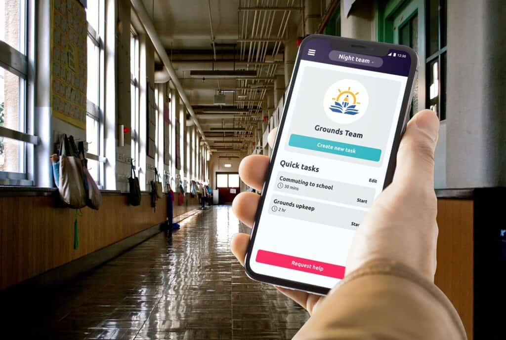 The Safepoint lone worker safety app being used in as school corridor