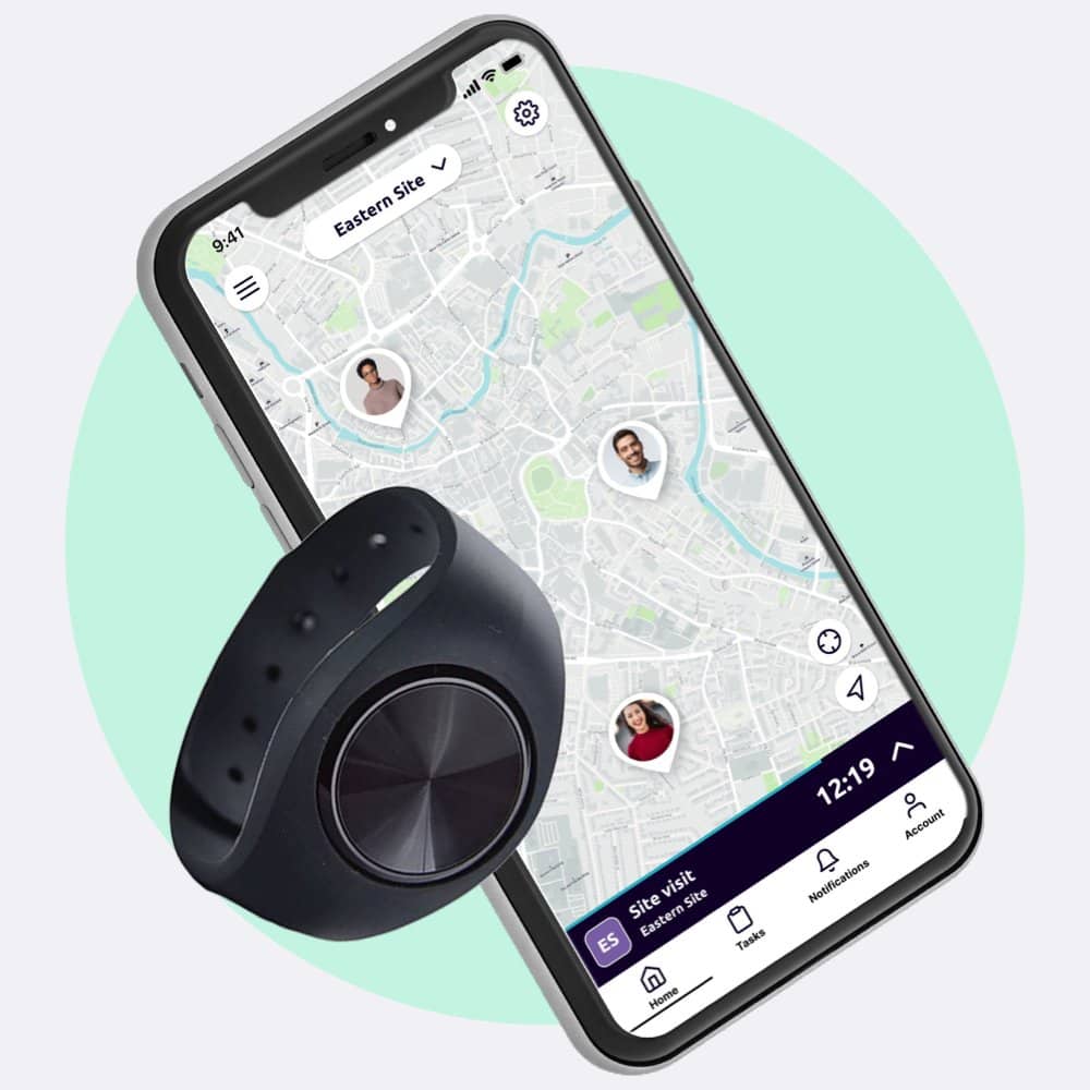 The Safepoint lone worker app on a phone and wearable device