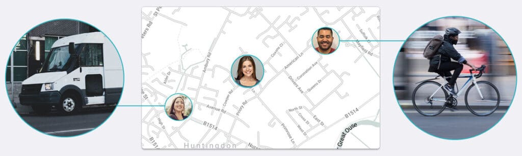 A mockup of how lone working staff can be tracked in the Safepoint app