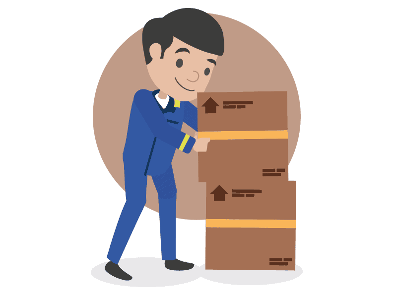 A staff member lowering a lifted item into place safely