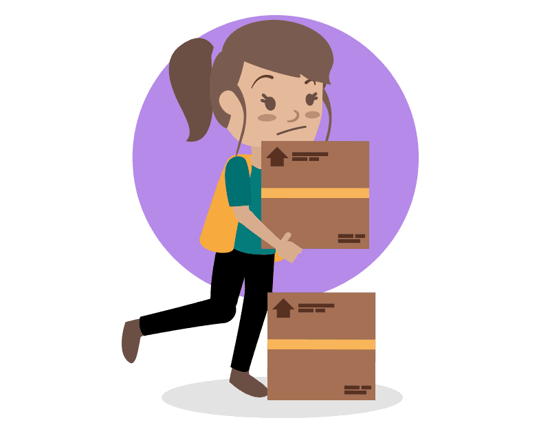 An example of a dangerous work environment as there is a obstructive box on the floor tripping an employee