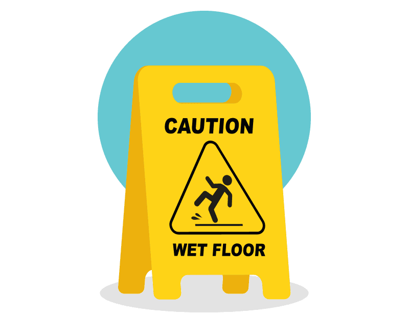 A caution wet floor sign
