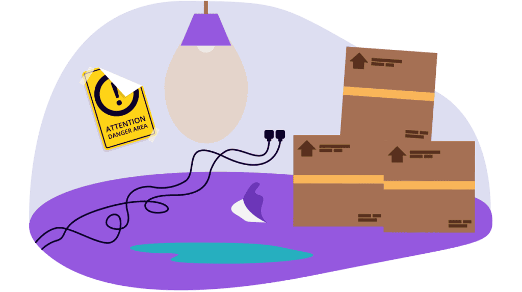 An example of a trip and slip hazard in a dangerous work environment